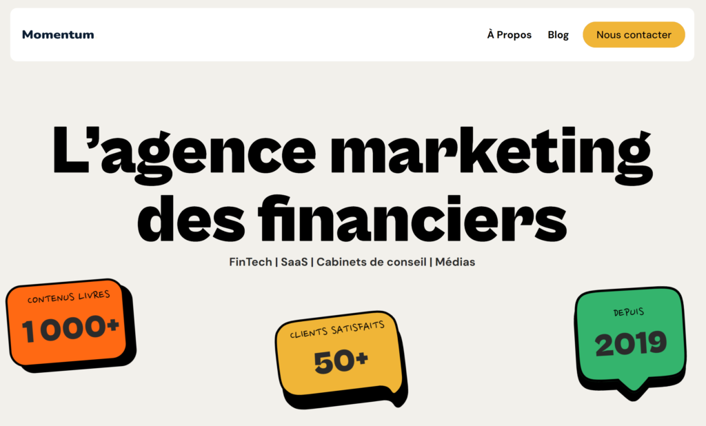 Momentum Agency, Agence marketing pour financiers